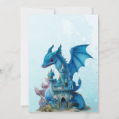 Niedliche Wasserfarbe Blue Dragon Baby Dusche Einladung (Rückseite)