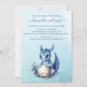 Niedliche Wasserfarbe Blue Dragon Baby Dusche Einladung (Vorderseite)