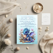 Niedliche Wasserfarbe Blue Dragon Baby Dusche Einladung