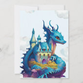 Niedliche Wasserfarbe Blue Dragon Baby Dusche Einladung (Rückseite)