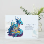 Niedliche Wasserfarbe Blue Dragon Baby Dusche Einladung (Stehend Vorderseite)