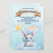 Niedliche Wasserfarbe Blue Dragon Baby Dusche Einladung (Vorne/Hinten)