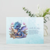 Niedliche Wasserfarbe Blue Dragon Baby Dusche Einladung (Stehend Vorderseite)