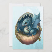 Niedliche Wasserfarbe Blue Dragon Baby Dusche Einladung (Rückseite)