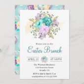 Niedliche Wasserfarbe Blumenkick in Ei Ostern Brun Einladung (Vorne/Hinten)