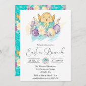 Niedliche Wasserfarbe Blumenkick in Ei Ostern Brun Einladung (Vorne/Hinten)