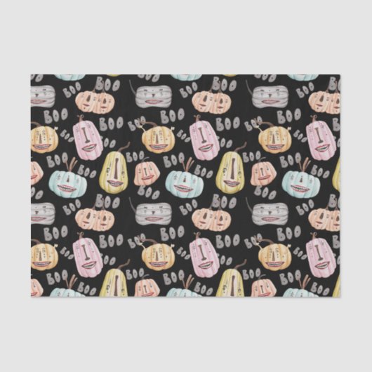 Niedliche Wasserfarbe Boo Spooky Pumpkin Halloween Seidenpapier (Vorderseite)