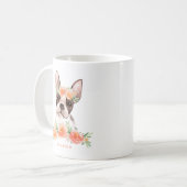 Niedliche Wasserfarbe Boston Terrier Peach Floral Kaffeetasse (Vorderseite Links)