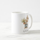 Niedliche Wasserfarbe Bunny Boy Personalisierter N Kaffeetasse (VorderseiteRechts)
