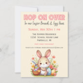 Niedliche Wasserfarbe Bunny Egg Jagen und Ostern B Einladung (Vorderseite)