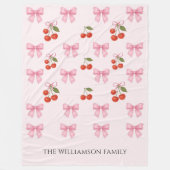 Niedliche Wasserfarbe Cherry Bow Coquette Personal Fleecedecke (Vorderseite)