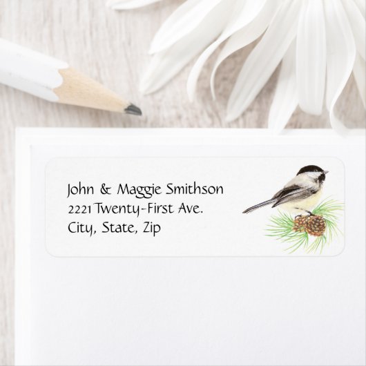 Niedliche Wasserfarbe Chickadee Bird Pine Tree (Insitu)