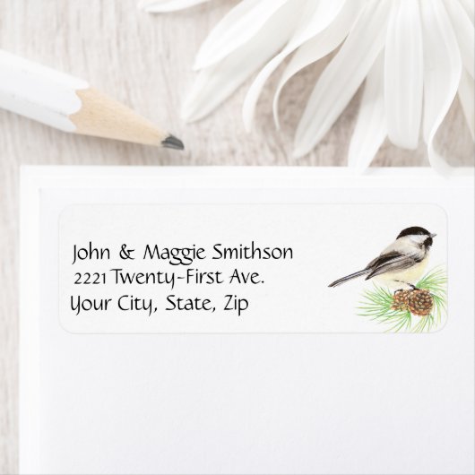 Niedliche Wasserfarbe Chickadee Bird Pine Tree (Insitu)