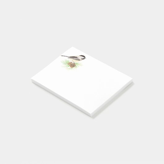 Niedliche Wasserfarbe Chickadee Bird Pine Tree Post-it Klebezettel (angewinkelt)