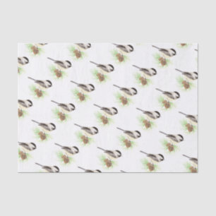 Niedliche Wasserfarbe Chickadee Bird Pine Tree Seidenpapier