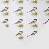 Niedliche Wasserfarbe Chickadee Bird Pine Tree Seidenpapier (Ausschnitt)