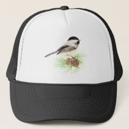 Niedliche Wasserfarbe Chickadee Bird Pine Tree Truckerkappe