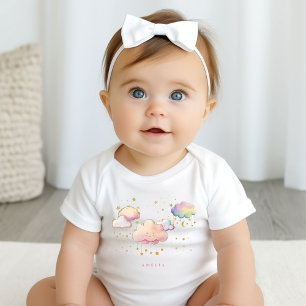 Niedliche Wasserfarbe Cloud Star Baby Girl Dusche Strampler