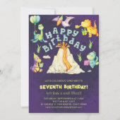 Niedliche Wasserfarbe Dino Dinosaurier & Vulkan Ge Einladung (Vorderseite)