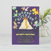 Niedliche Wasserfarbe Dino Dinosaurier & Vulkan Ge Einladung (Stehend Vorderseite)