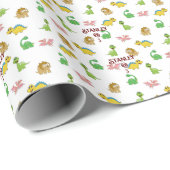 Niedliche Wasserfarbe Dinosaurier Tiermuster Gebur Geschenkpapier (Rolleneckpunkt)