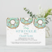 Niedliche Wasserfarbe Donut Blue Baby Boy Sprinkle Einladung (Stehend Vorderseite)