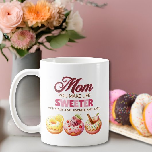 Niedliche Wasserfarbe Donut Mama, um das Leben süß Kaffeetasse