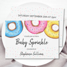 Niedliche Wasserfarbe Donuts Baby Sprinkle Einladu