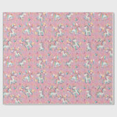 Niedliche Wasserfarbe Einhorn Geburtstag Geschenkpapier (Flach)