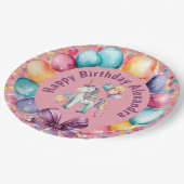 Niedliche Wasserfarbe Einhorn Geburtstag Pappteller (Schrägansicht)