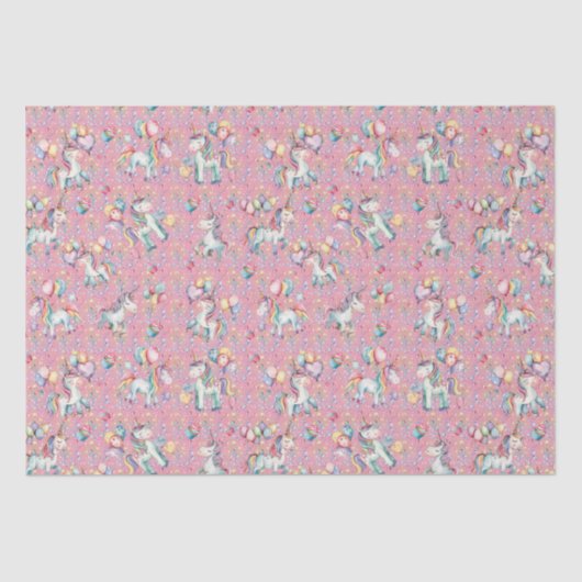 Niedliche Wasserfarbe Einhorn Geburtstag Seidenpapier (Vorderseite)