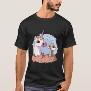 Niedliche Wasserfarbe Einhorn und Meerkat farbenfr T-Shirt