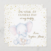 Niedliche Wasserfarbe Elefant 1. Vatertag Mitteilungskarte (Vorne/Hinten)
