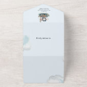 Niedliche Wasserfarbe Elephant nautische Thema Bab All In One Einladung (Außenbereich)