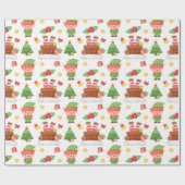 Niedliche Wasserfarbe Elf Santa Holly Berries Weih Geschenkpapier (Flach)