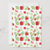Niedliche Wasserfarbe Erdbeere Berry Erster Geburt Einladung (Rückseite)