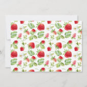 Niedliche Wasserfarbe Erdbeere Berry Erster Geburt Einladung (Rückseite)