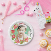 Niedliche Wasserfarbe Erdbeere Berry Erster Geburt Pappteller (Party)