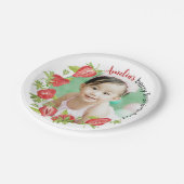 Niedliche Wasserfarbe Erdbeere Berry Erster Geburt Pappteller (Schrägansicht)