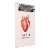 Niedliche Wasserfarbe Erdbeere Bow Coquette Monogr Mini Klemmbrett (Schrägansicht)