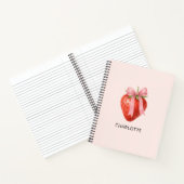 Niedliche Wasserfarbe Erdbeere Bow Coquette Monogr Notizblock (Innenseite)