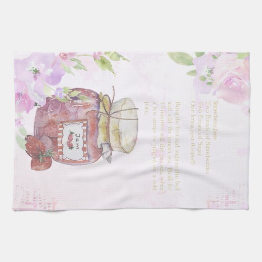 Niedliche Wasserfarbe Erdbeere Jam Rezept Geschirrtuch (Horizontal)