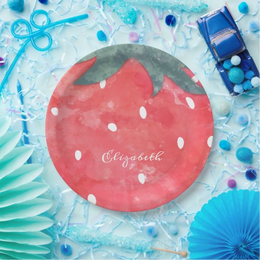 Niedliche Wasserfarbe Erdbeere Pappteller (Party)