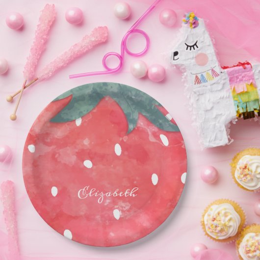 Niedliche Wasserfarbe Erdbeere Pappteller (Party)