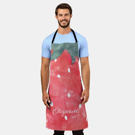 Niedliche Wasserfarbe Erdbeere Schürze (Getragen)