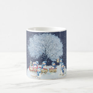 Niedliche Wasserfarbe Festliche Snowmen Kaffeetasse