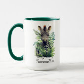 Niedliche Wasserfarbe Floral Baby Zebra Safari Tasse (Links)