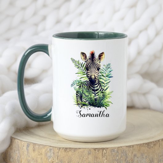 Niedliche Wasserfarbe Floral Baby Zebra Safari Tasse