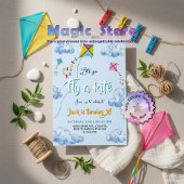 Niedliche Wasserfarbe Flying Kites Geburtstag Einladung