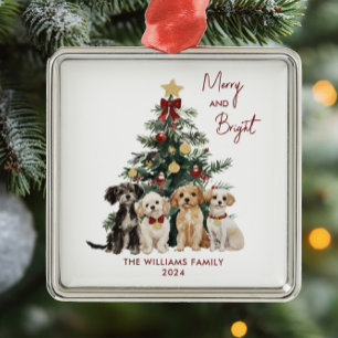 Niedliche Wasserfarbe Frohe und helle Hunde Weihna Ornament Aus Metall